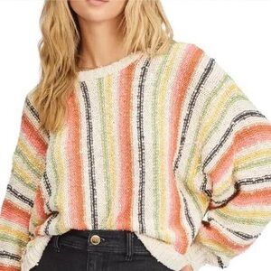 Billabong She’s a Trip Vertical Striped Long Sleeve Sweater Size Medium